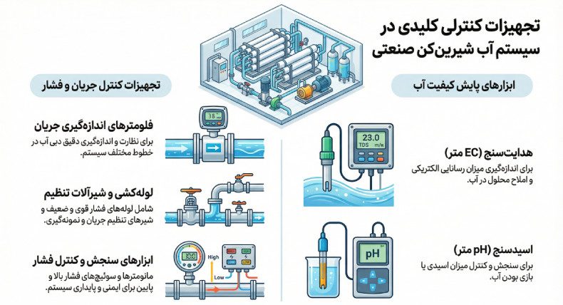 تجهیزات و ابزار کنترلی سیستم آب شیرین کن صنعتی